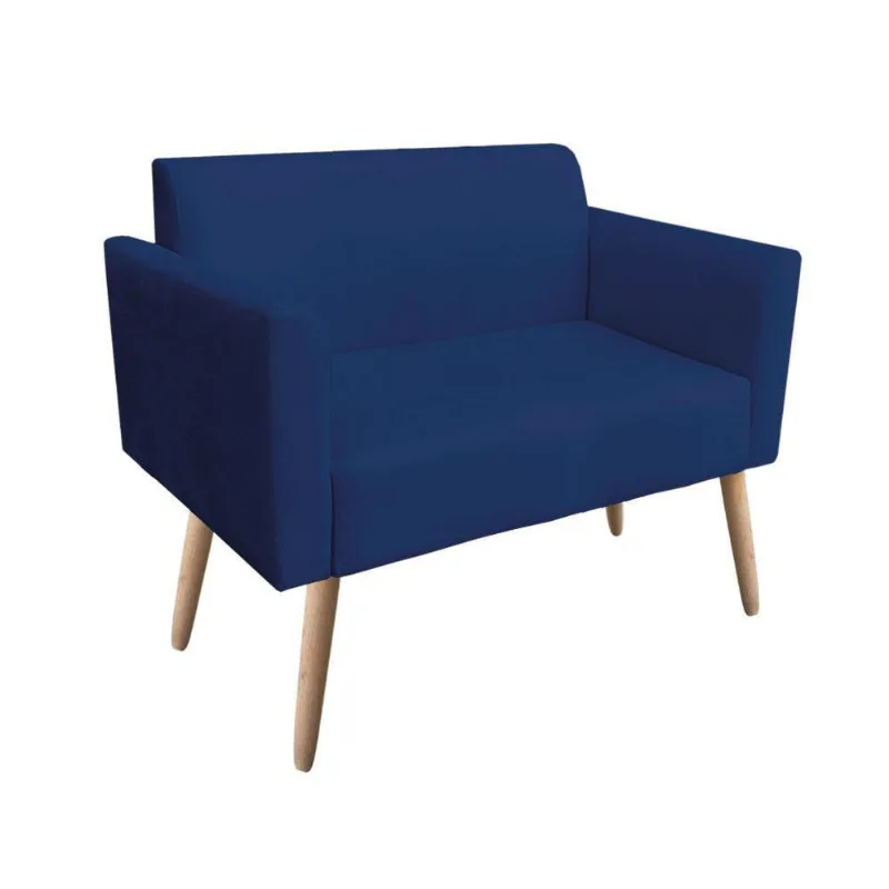 Namoradeira Marisa Suede Azul Marinho Pés Palito Natural