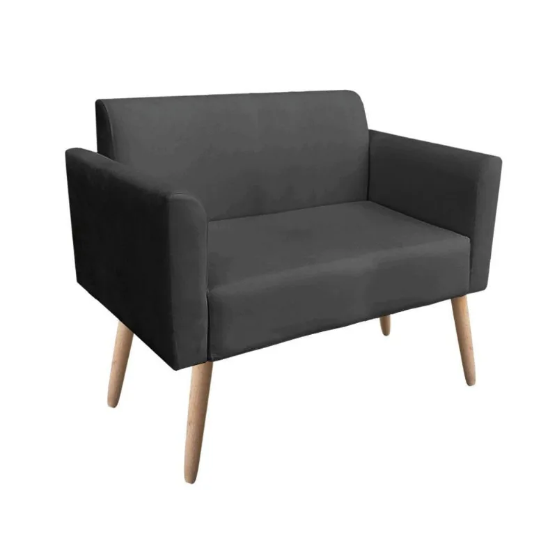 Namoradeira Marisa Suede Preto Pés Palito Natural