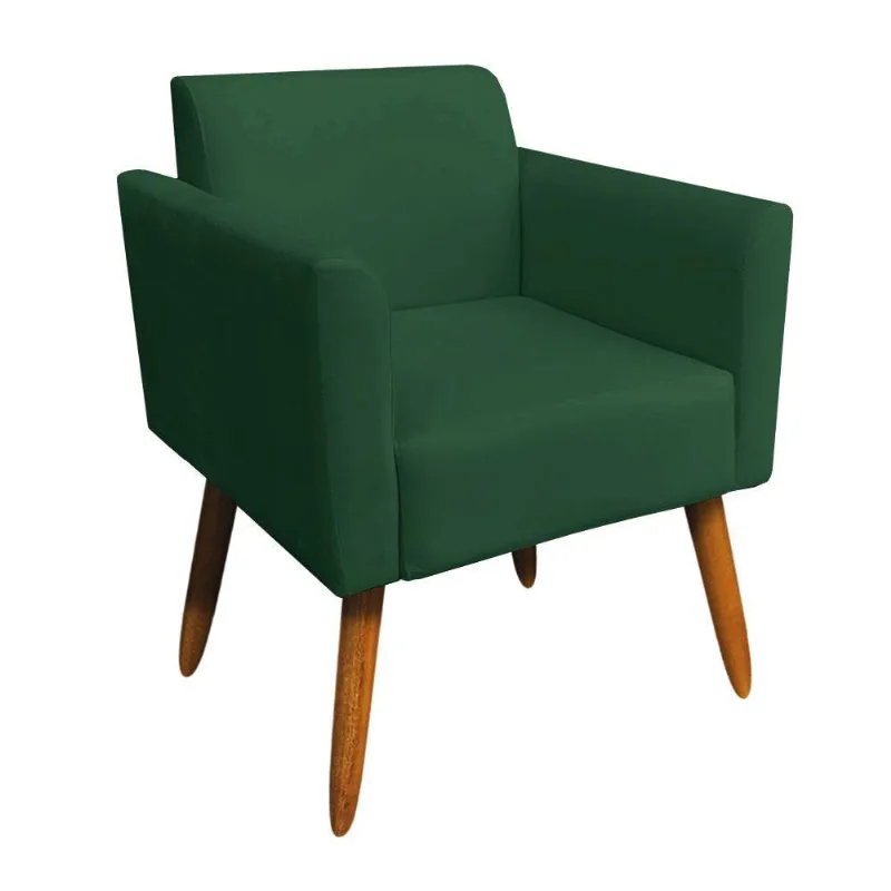 Poltrona Marisa Suede Verde Pés Palito Castanho D´rossi