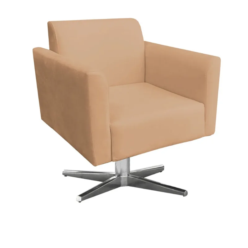 Poltrona Giratória Marisa Suede Caramelo Sisal Base Cromada D'Rossi