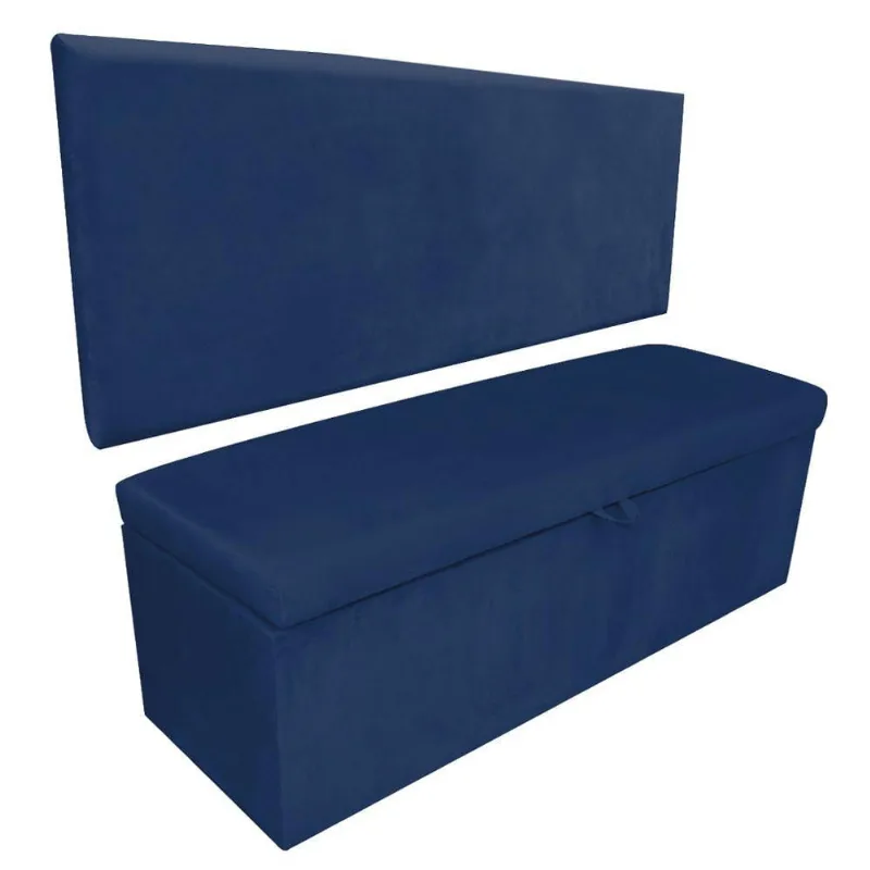 Kit Calçadeira Painel Clean 160cm Suede Azul Marinho