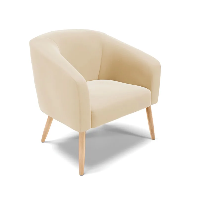 Poltrona Decorativa Pé Palito Natural Stella Suede Bege D03 - D'Rossi