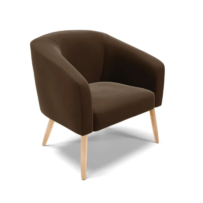 Poltrona Stella Suede Marrom Pés Palito Natural D03 - D'Rossi