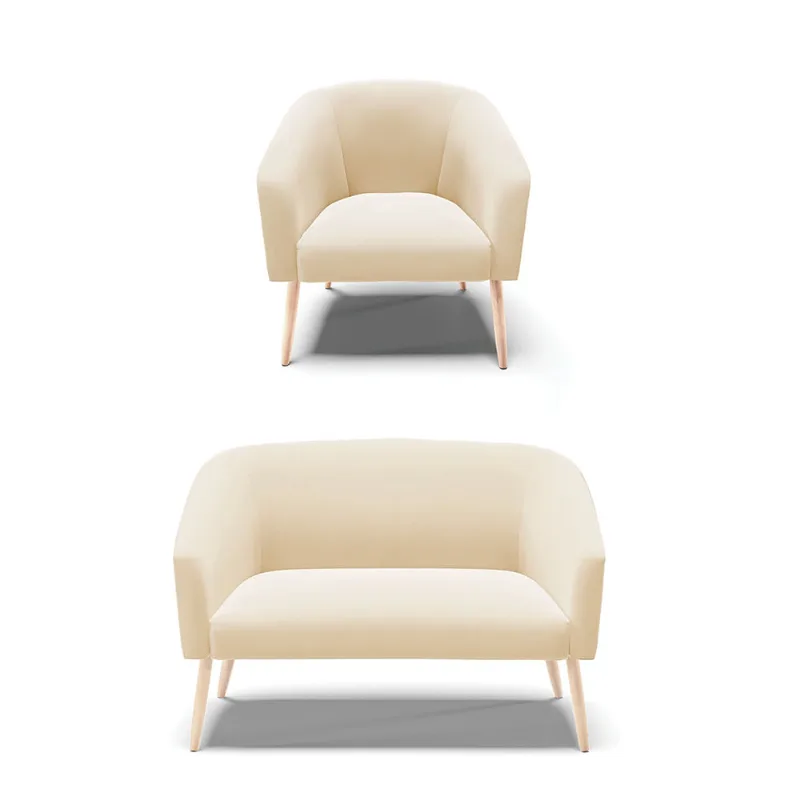 Namoradeira e Poltronas Pé Palito Natural Stella Suede Bege D03 - D'Rossi