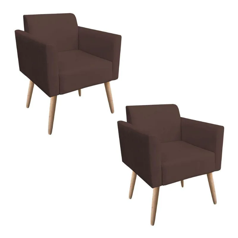 Kit 02 Poltronas Marisa Natural Marrom