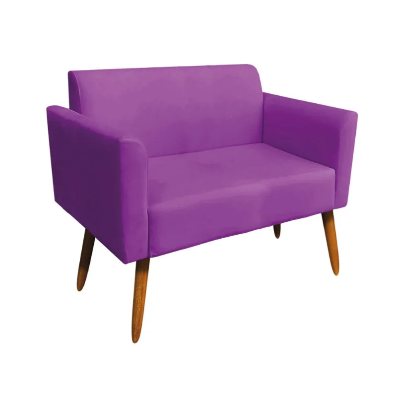Sofá Namoradeira Pés Palito Castanho Marisa Suede D03 - D?Rossi Roxo