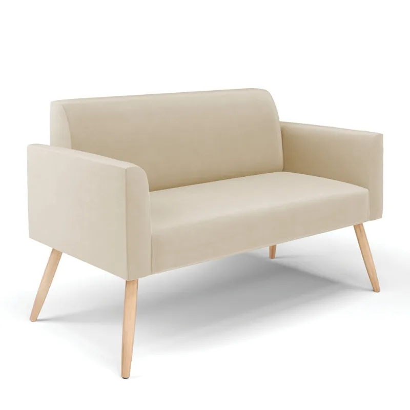 Sofá Namoradeira Pés Palito Natural Marisa Suede D03 - D'Rossi Bege