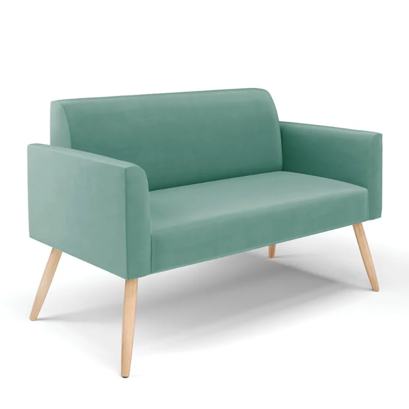 Sofá Namoradeira Pés Palito Natural Marisa Suede D03 - D'Rossi Azul Turquesa