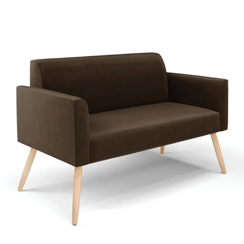 Sofá Namoradeira Pés Palito Natural Marisa Suede D03 - D'Rossi Marrom