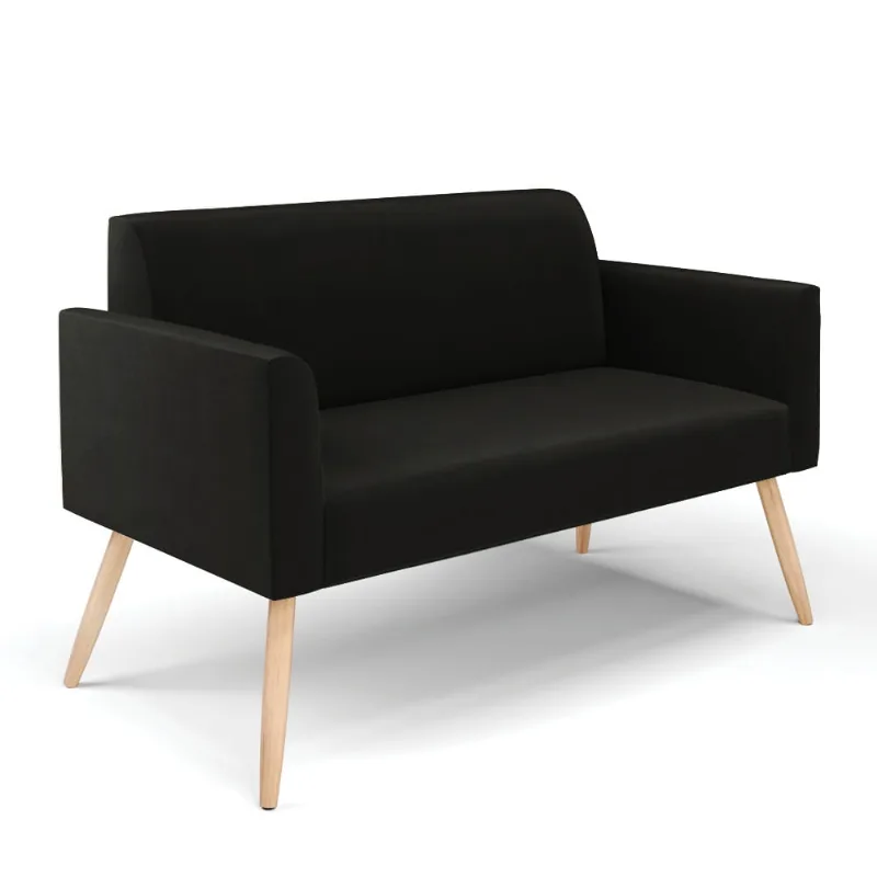 Sofá Namoradeira Pés Palito Natural Marisa Suede D03 - D'Rossi Preto