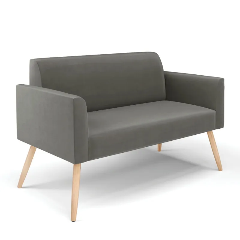 Sofá Namoradeira Pés Palito Natural Marisa Suede D03 - D'Rossi Grafite