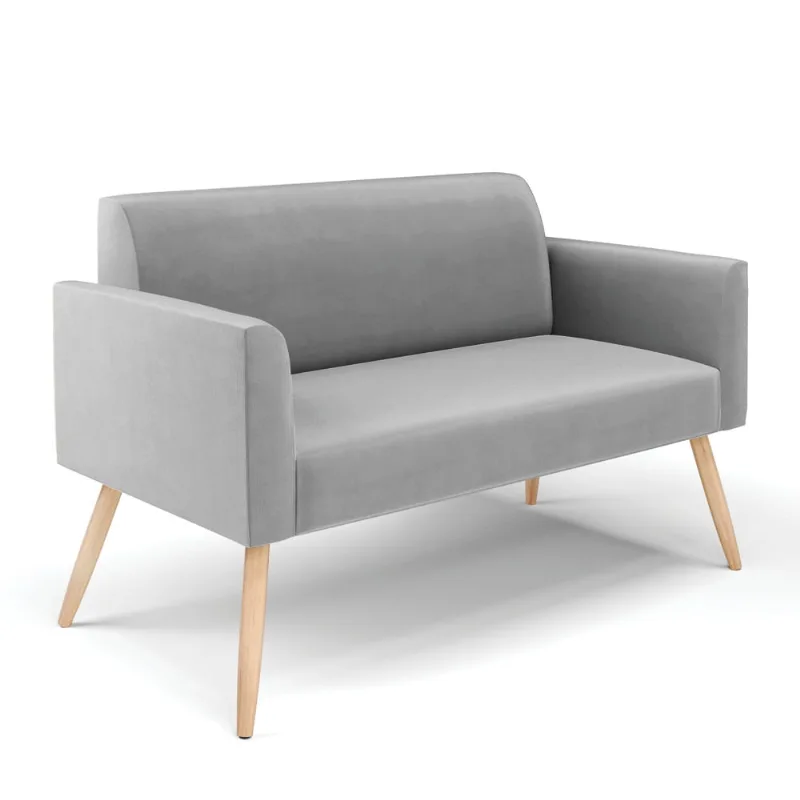 Sofá Namoradeira Pés Palito Natural Marisa Suede D03 - D'Rossi Cinza