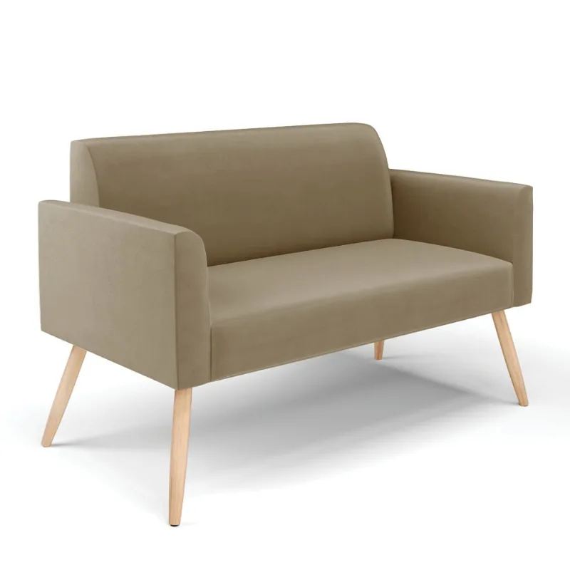 Sofá Namoradeira Pés Palito Natural Marisa Suede D03 - D'Rossi Marrom Rato