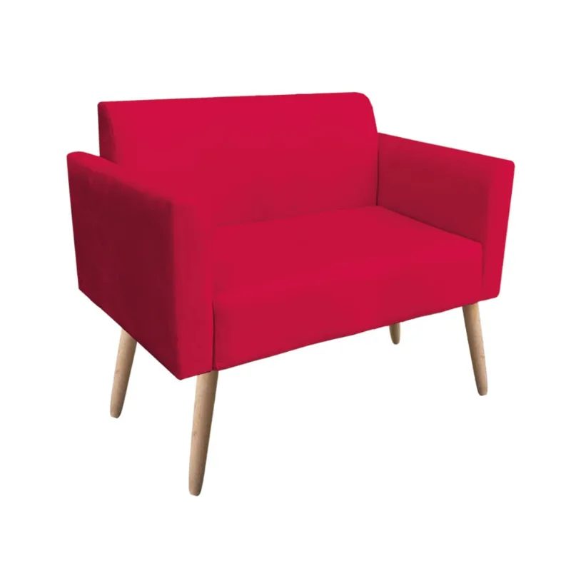Sofá Namoradeira Pés Palito Natural Marisa Suede D03 - D'Rossi Vermelho
