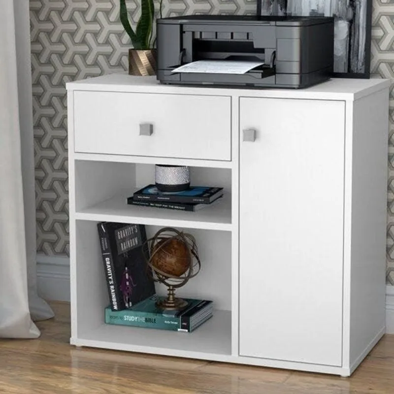 Armário Multiuso 1 Porta 1 Gaveta Ravena Branco Branco