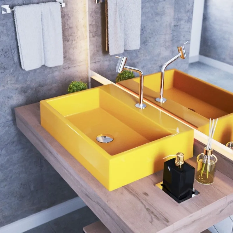 Kit Cuba Rt55 Com Torneira Pratika 1060 Metal E Válvula Click 1 Polegada G E Sifão Cromado E Flexíve Amarelo
