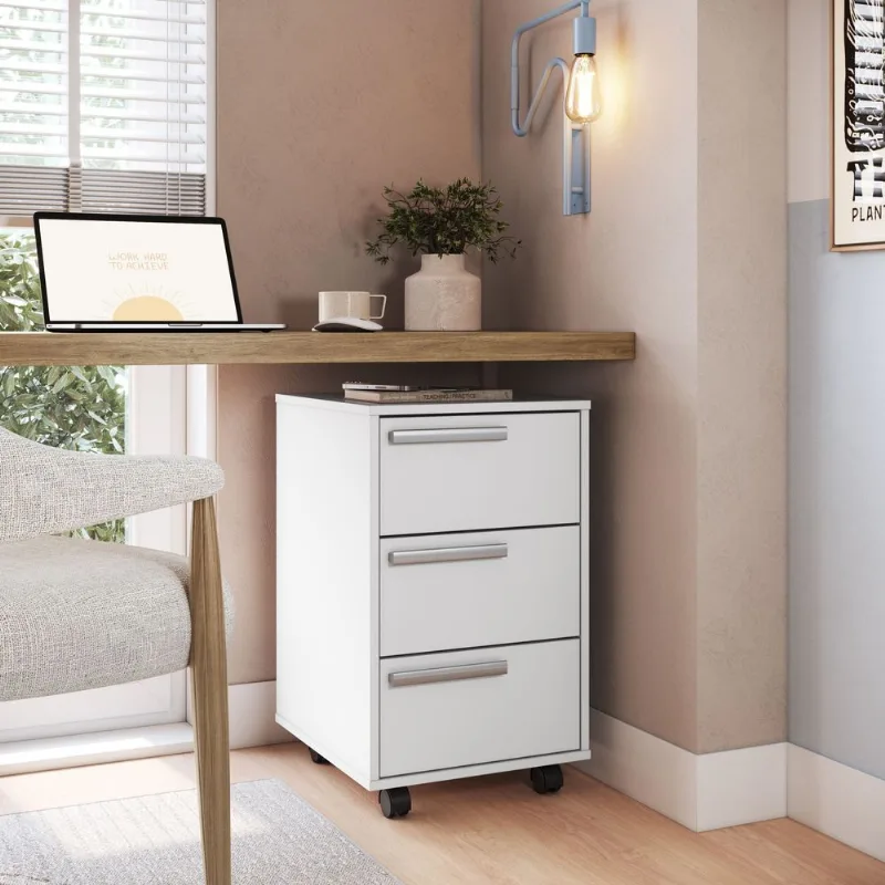 Gaveteiro para Escritório 3 Gavetas B26 Branco Branco