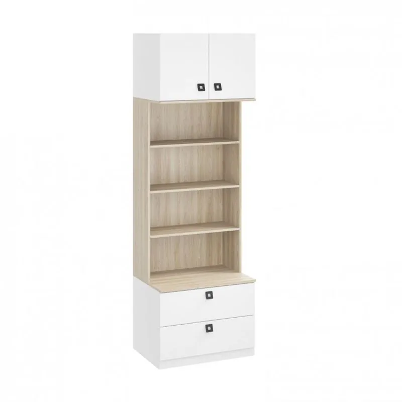 Módulo para Guarda Roupa 2 Gavetas 3 Prateleiras Free Be Mobiliário Branco/Aveiro
