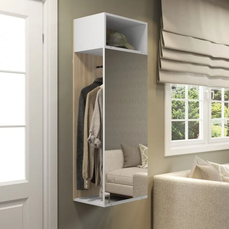 Módulo para Closet com Espelho e Cabideiro Flow Be Mobiliário Branco/Aveiro