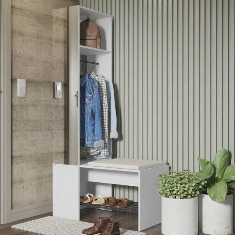 Módulo para Closet com Espelho Cabideiro e Banco Flow