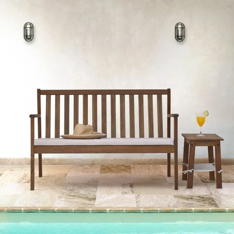 Conjunto Jardim Banco e Mesa Auxiliar Madeira Maciça Gurupi MadeiraMadeira Marrom