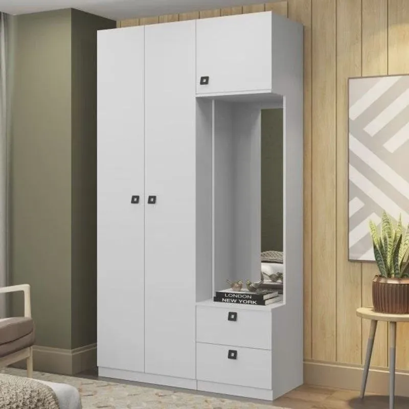 Guarda-Roupa Modulado 3 Portas com Espelho e Cabide