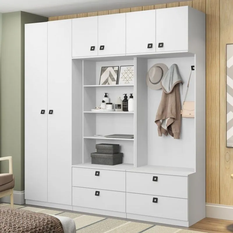 Guarda Roupas Modulado 6 Portas com Organizador e 4 Gavetas Be Mobiliário Branco