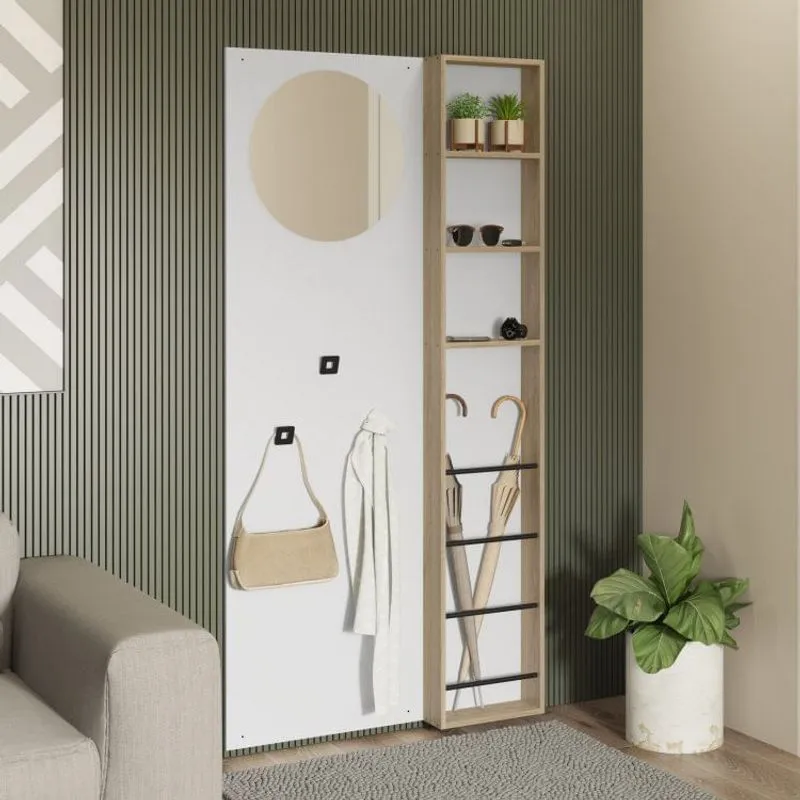 Módulo para Closet Painel Multiuso com Espelho e Suportes Free Be Mobiliário Branco/Aveiro