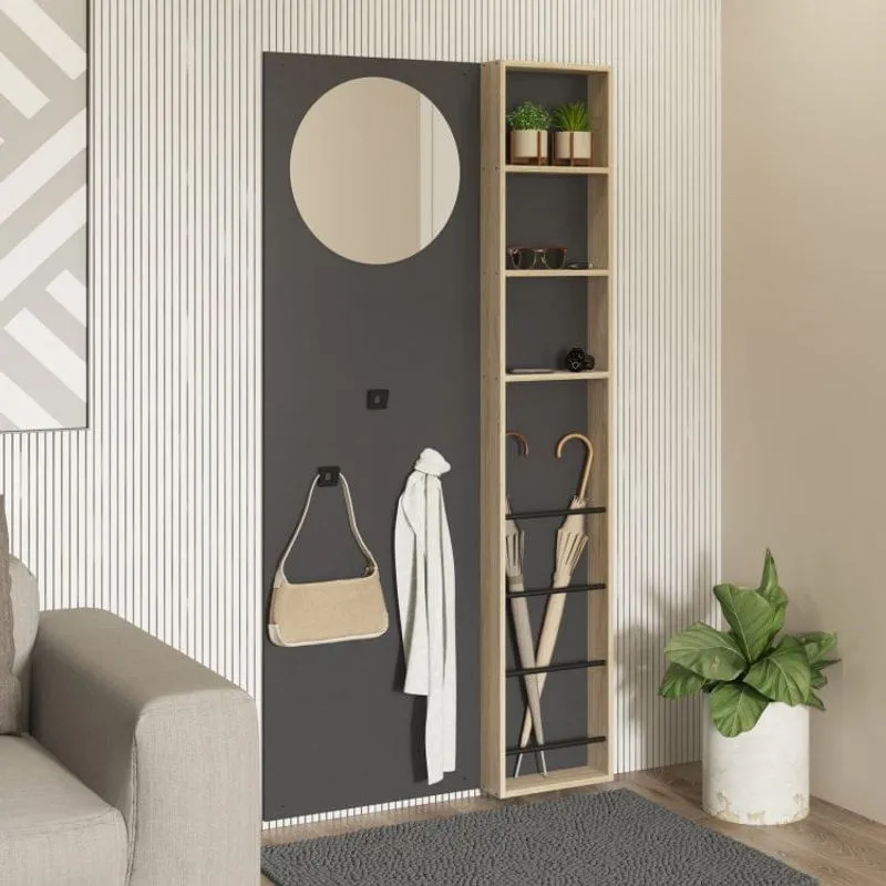 Módulo para Closet Painel Multiuso com Espelho e Suportes Free Be Mobiliário Espresso/Aveiro