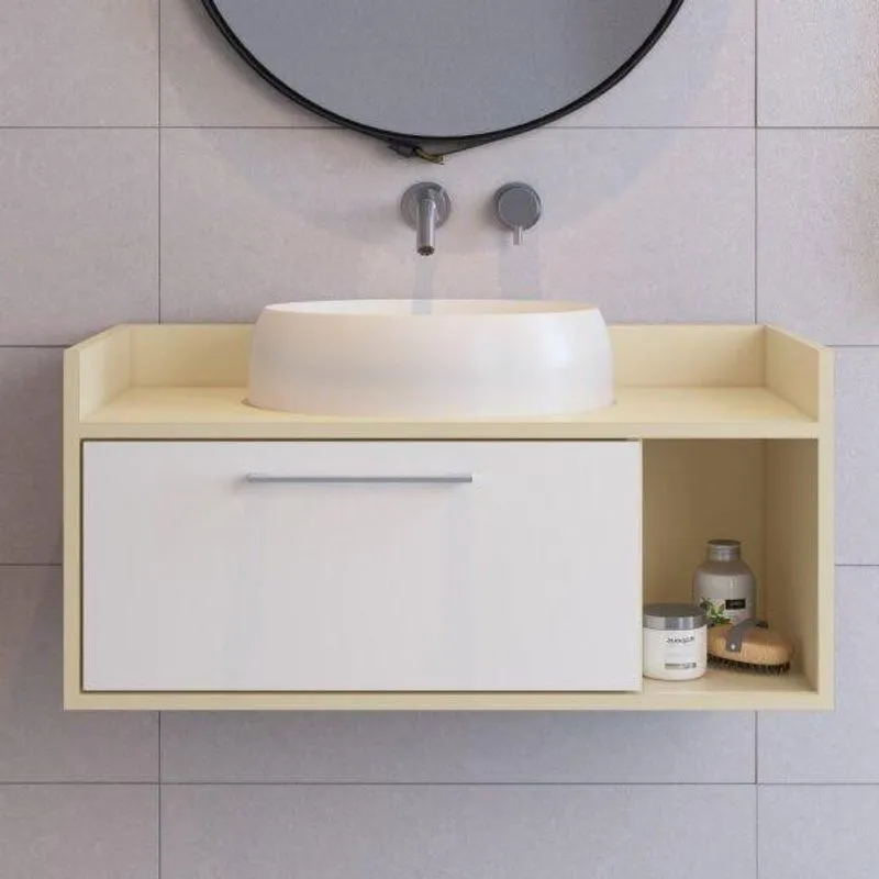 Gabinete para Banheiro 1 Porta Estilare Branco/Bege