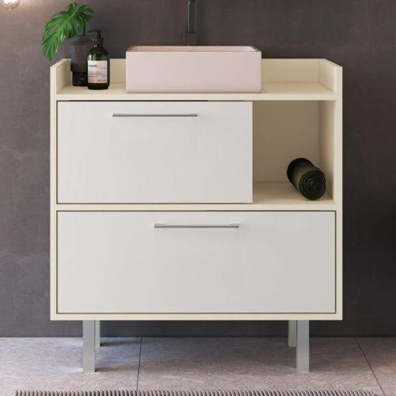 Gabinete para Banheiro 2 Portas Estilare Mobilia Branco/bege