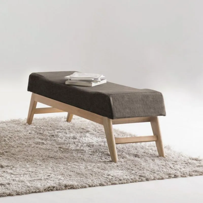 Puff para Quarto 100cm Veludo Imbuia Requadro Horus Sofani Marrom/Imbuia