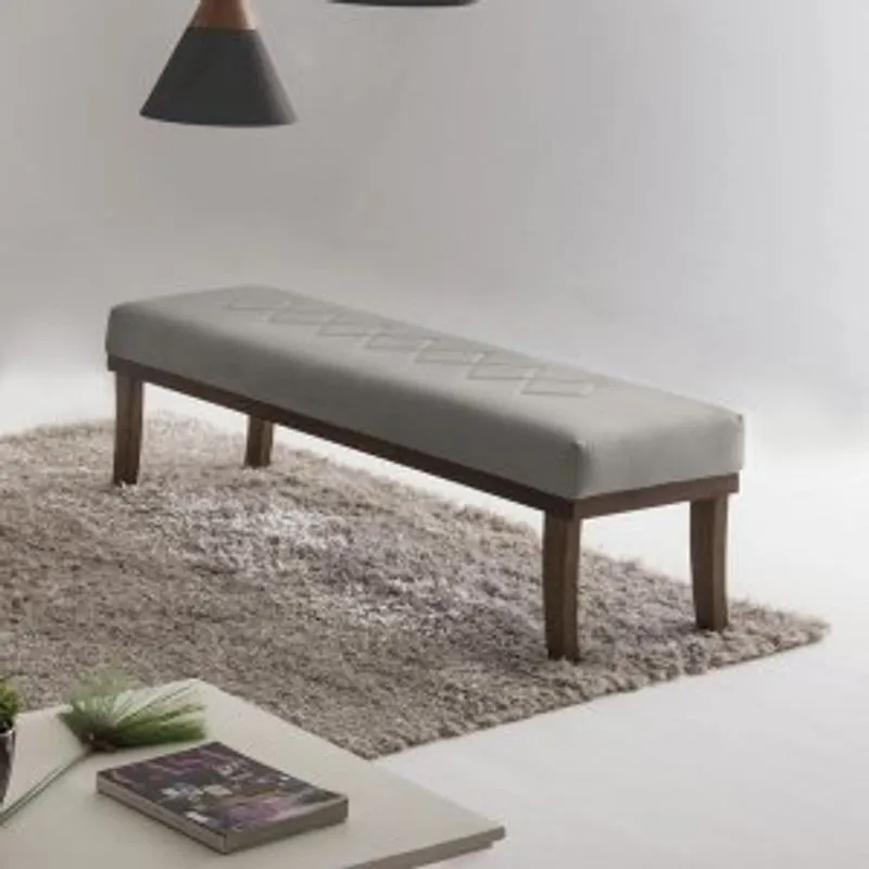 Puff Para Quarto 140cm Linho Imbuia Theo Sofani Cinza/imbuia