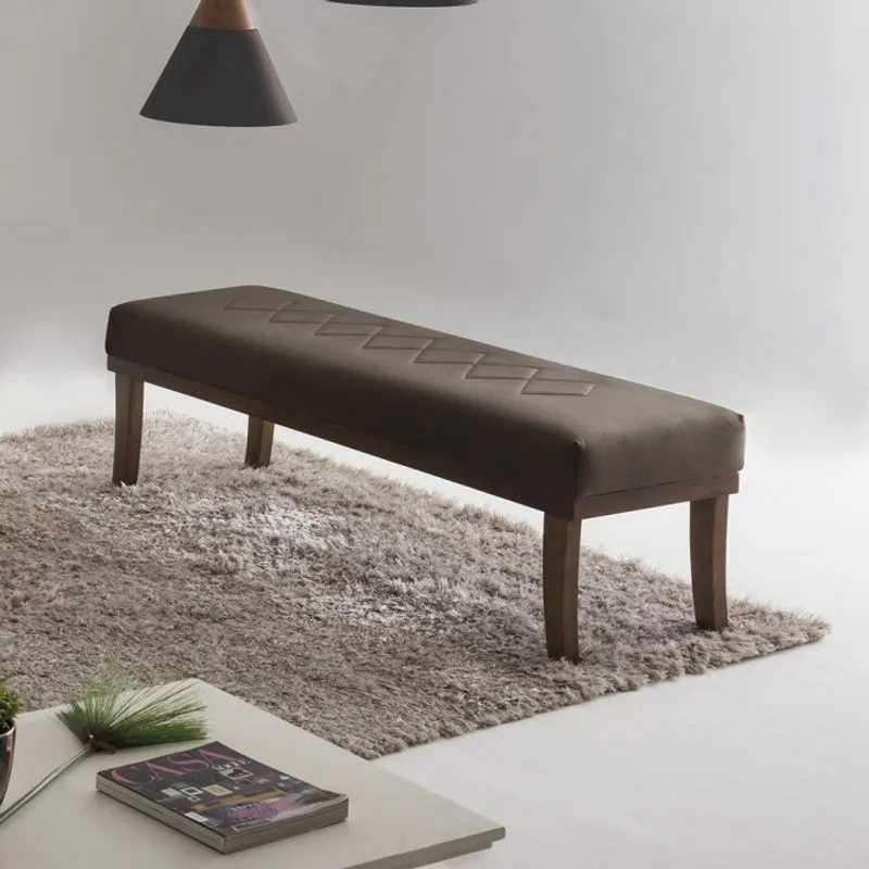 Puff para Quarto 140cm Veludo Imbuia Theo Sofani Marrom/Imbuia