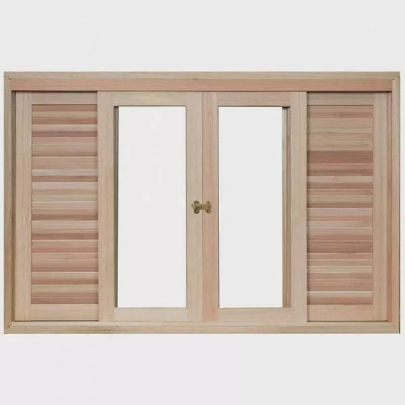 Janela de Madeira Veneziana de Correr 120x150cm Com Caixilho 14cm ewk 362 Rondosul
