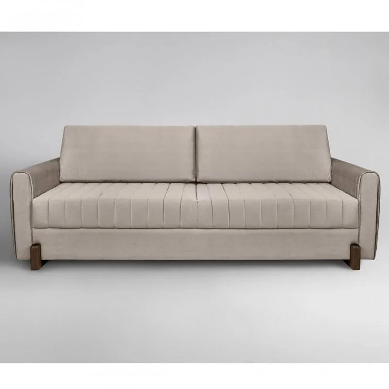 Sofá 4 Lugares 230cm Linho Madero Sofani Bege/Imbuia