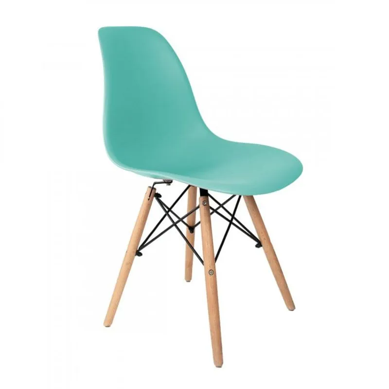 Cadeira Base em Madeira Natural Eames DSW-M Empório Tiffany Verde Tiffany