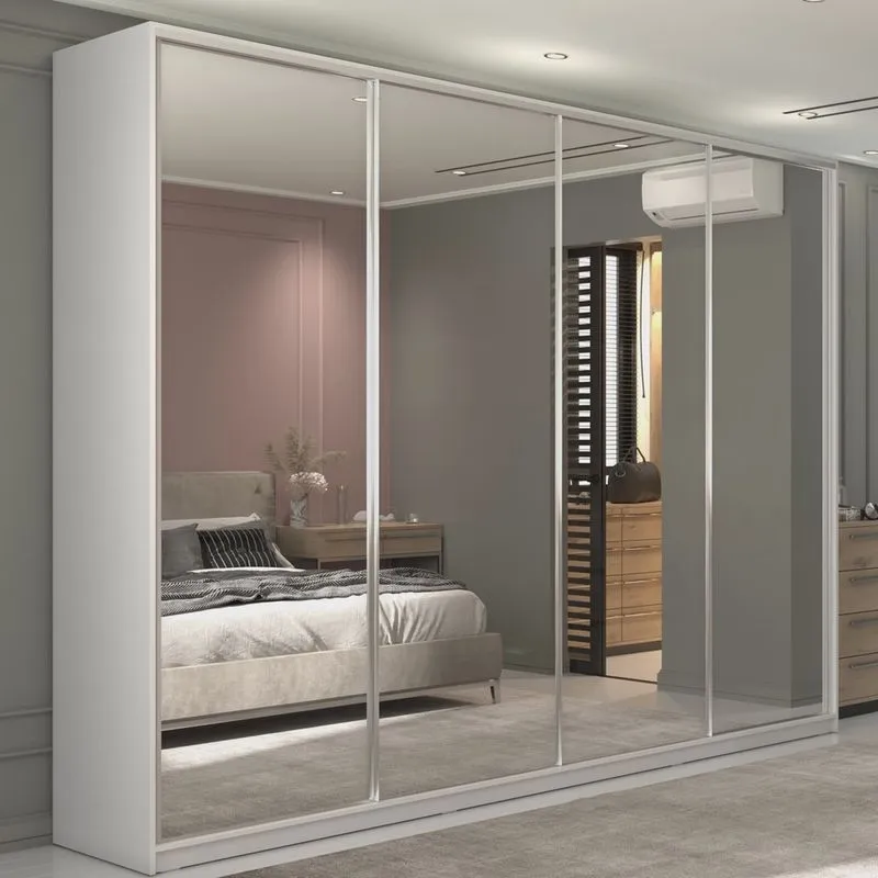 Guarda Roupa Casal 100% mdf bp com 4 Portas Espelhos Zermatt