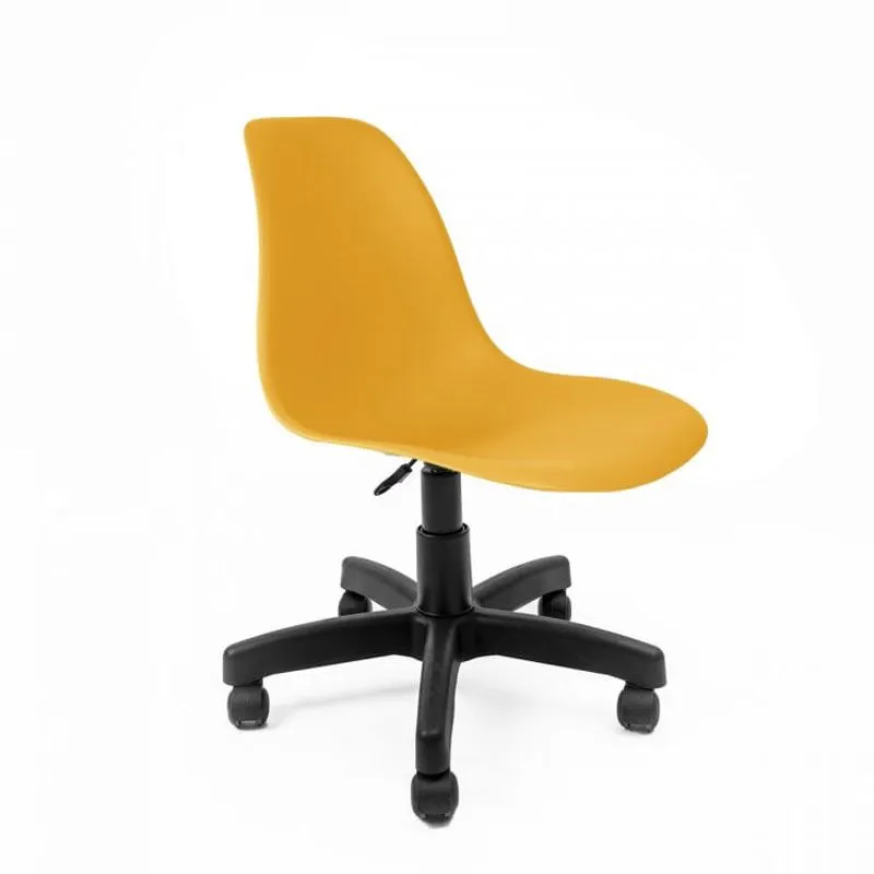 Cadeira Base Escura Eames Office Empório Tiffany Amarelo