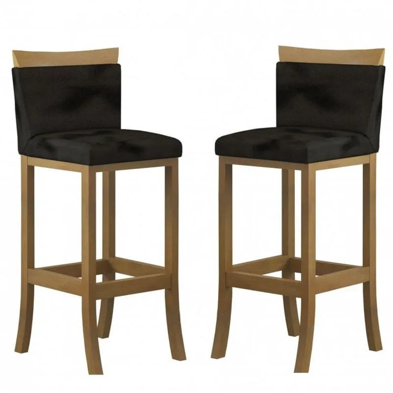 Conjunto 2 Banqueta Alta em Madeira Maciça Lara Johns Móveis Castanho