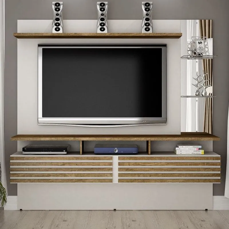 Painel para TV até 65 Polegadas Miami Valdemóveis Off White/Ipê