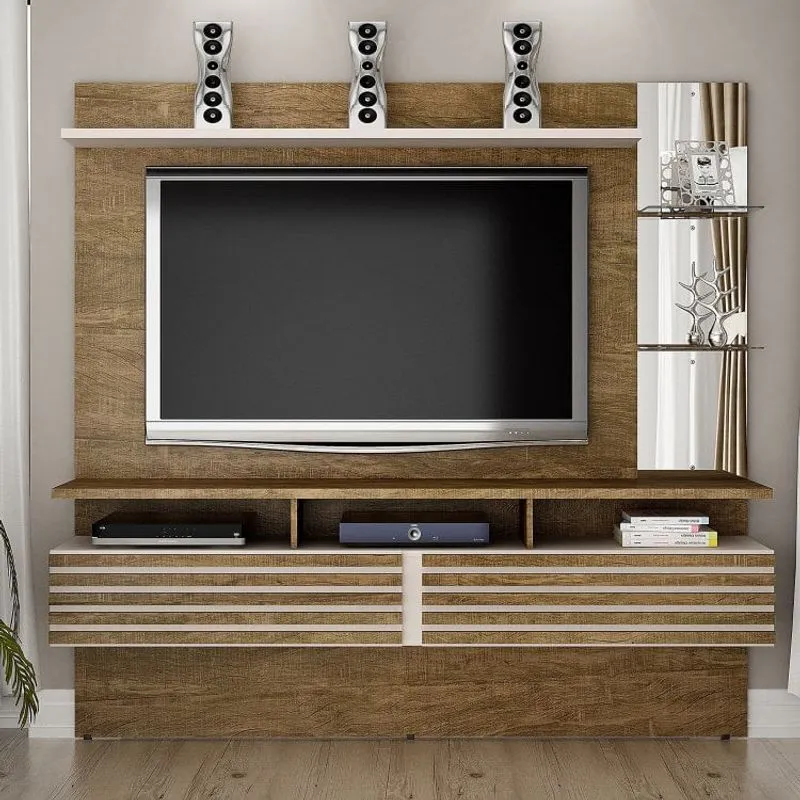 Painel para TV até 65 Polegadas Miami Valdemóveis Ipê/Off White
