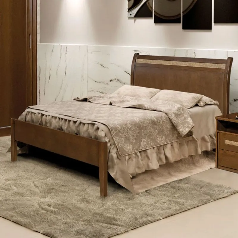 Cama Casal 167cm com Ratam Esmeralda Josandro Envelhecido