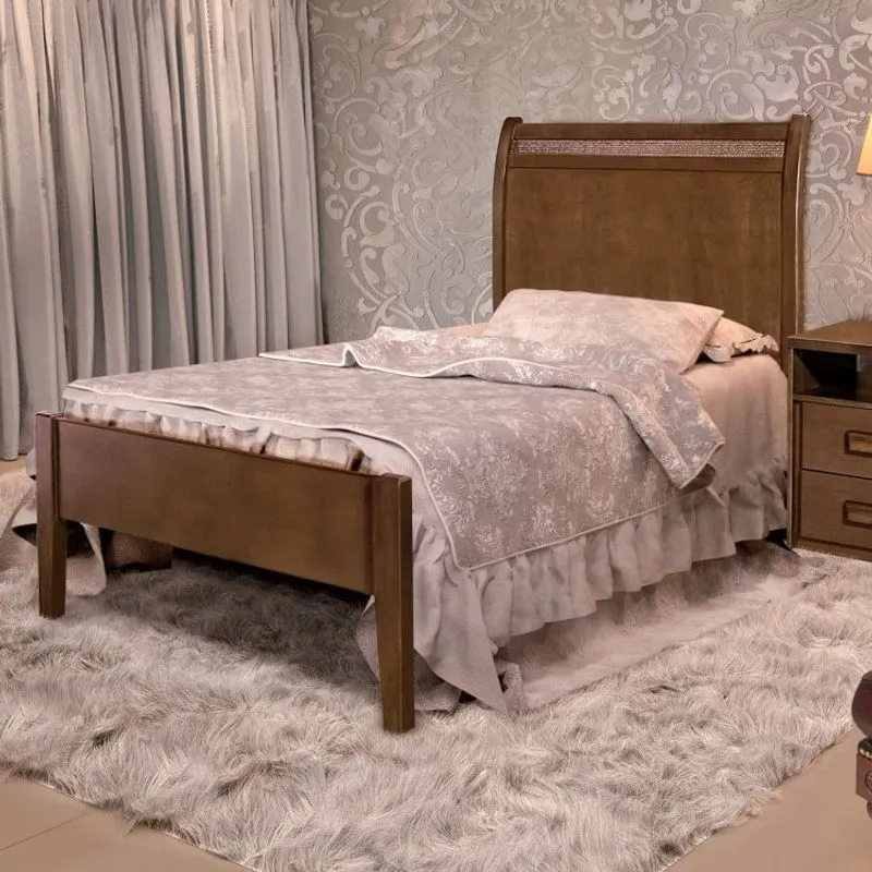 Cama Solteiro Esmeralda Com Ratam 0,90 Envelhecido Envelhecido