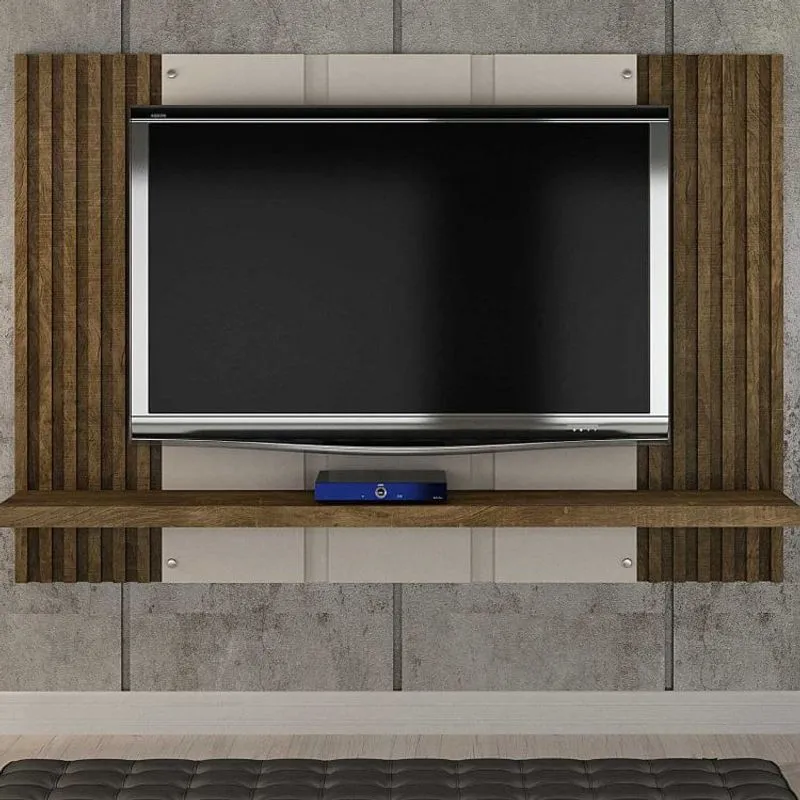 Painel para TV até 47 Polegadas Bolonha Valdemóveis Off White/Ipê