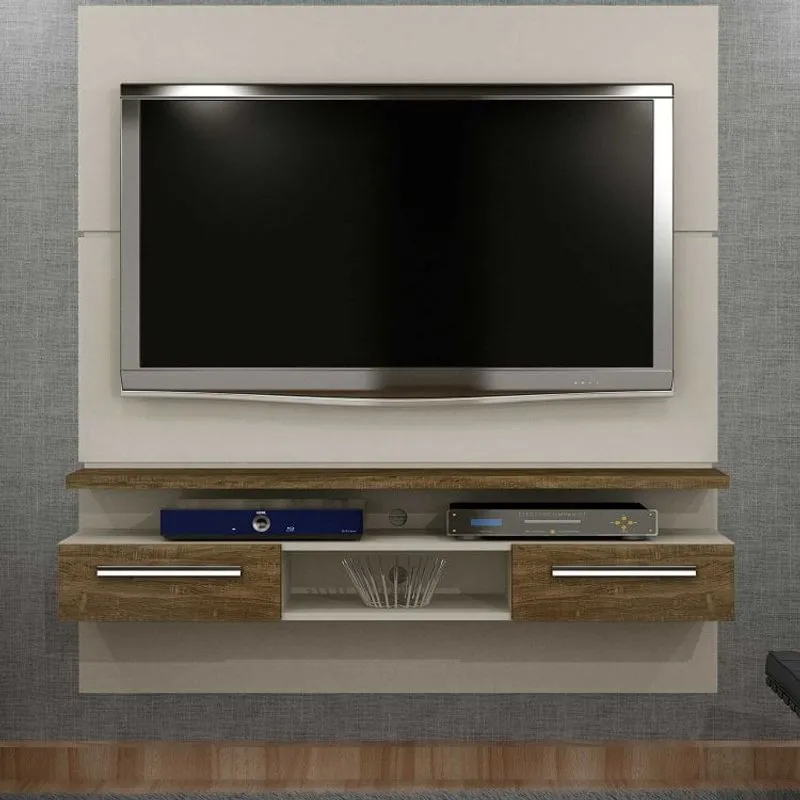 Painel para TV até 55 Polegadas Talismã Valdemóveis Off White/Ipê