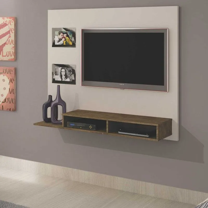 Painel para TV até 46 Polegadas Hades Valdemóveis Off White/Ipê