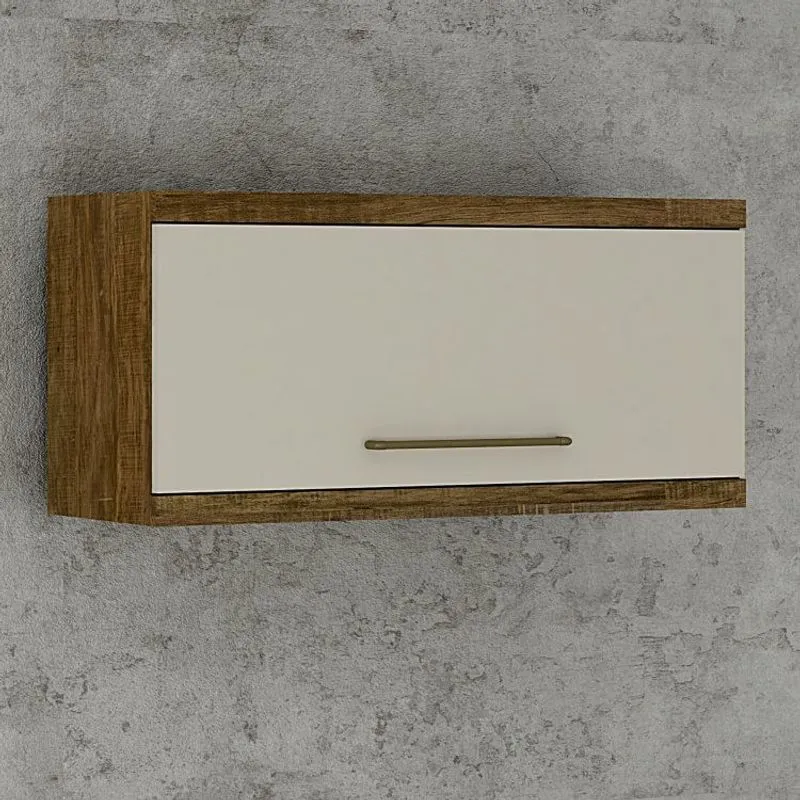 Armário Aéreo Porta Basculante 80cm Tarantela Valdemóveis Ipê/Off White