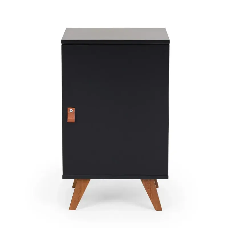 Mesa Lateral 1 Porta Play Artemobili Preto 100% MDF Preto/Garapa