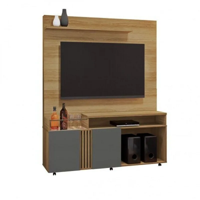 Home Tv 65" 2 Portas 2 Nichos Love Noronha Grafite